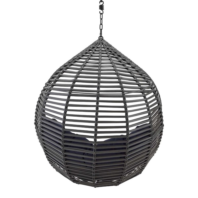 Modway Garner Teardrop Outdoor Patio Swing Chair without Stand in Gray/Navy