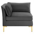 Modway Ardent Modern Performance Velvet Corner Chair in Gray/Gold