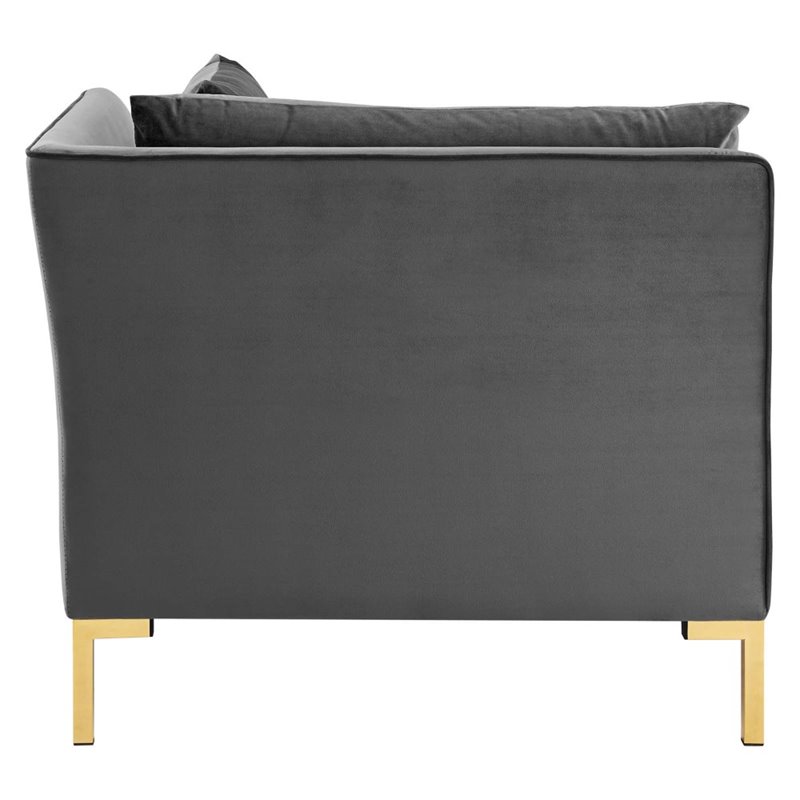 Modway Ardent Modern Performance Velvet Corner Chair in Gray/Gold
