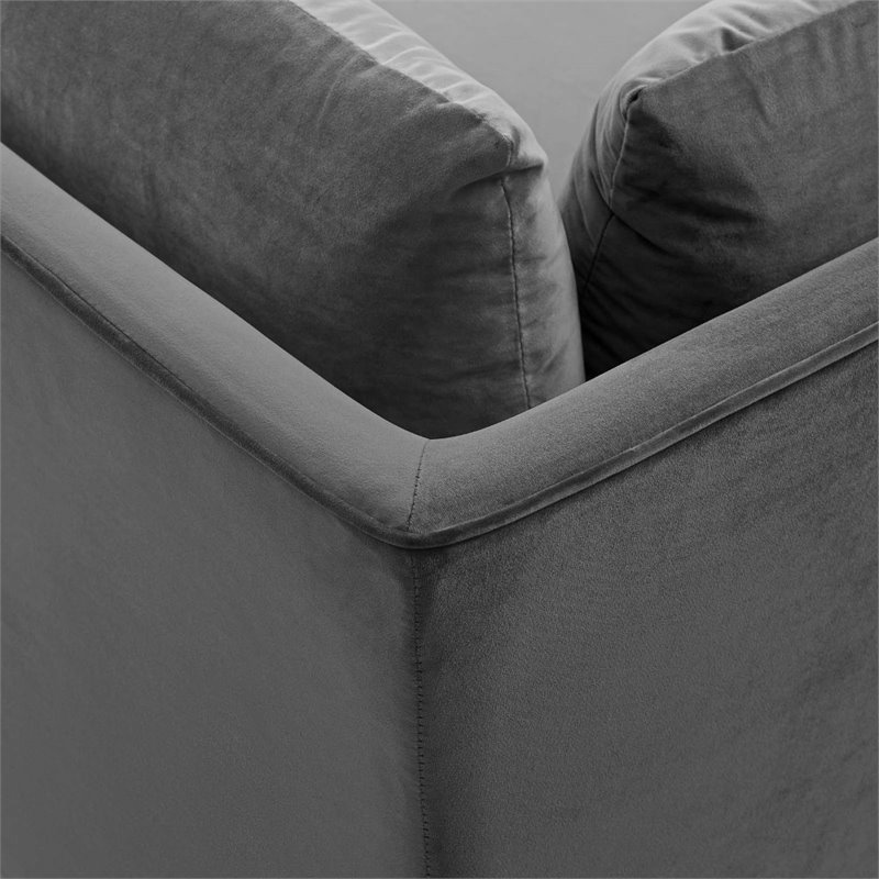 Modway Ardent Modern Performance Velvet Corner Chair in Gray/Gold