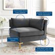 Modway Ardent Modern Performance Velvet Corner Chair in Gray/Gold
