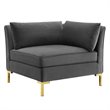 Modway Ardent Modern Performance Velvet Corner Chair in Gray/Gold