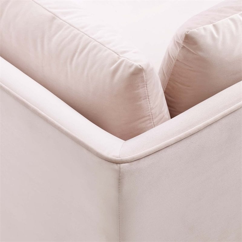 Modway Ardent Modern Performance Velvet Corner Chair in Pink/Gold
