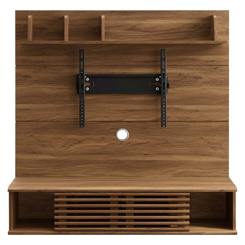 Modway Render Mid Century Wooden Wall Mounted Entertainment Center in