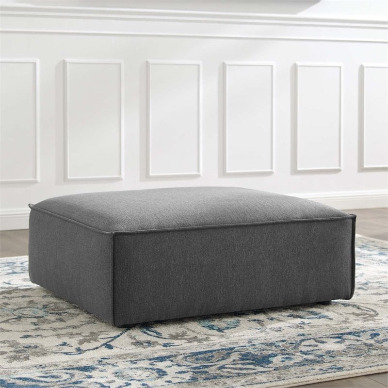 Modway Restore Modern Style Polyester Fabric Ottoman in Charcoal