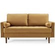 Modway Valour Modern Performance Velvet Loveseat in Cognac Brown/Walnut