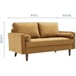 Modway Valour Modern Performance Velvet Loveseat in Cognac Brown/Walnut
