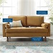 Modway Valour Modern Performance Velvet Loveseat in Cognac Brown/Walnut