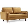 Modway Valour Modern Performance Velvet Loveseat in Cognac Brown/Walnut