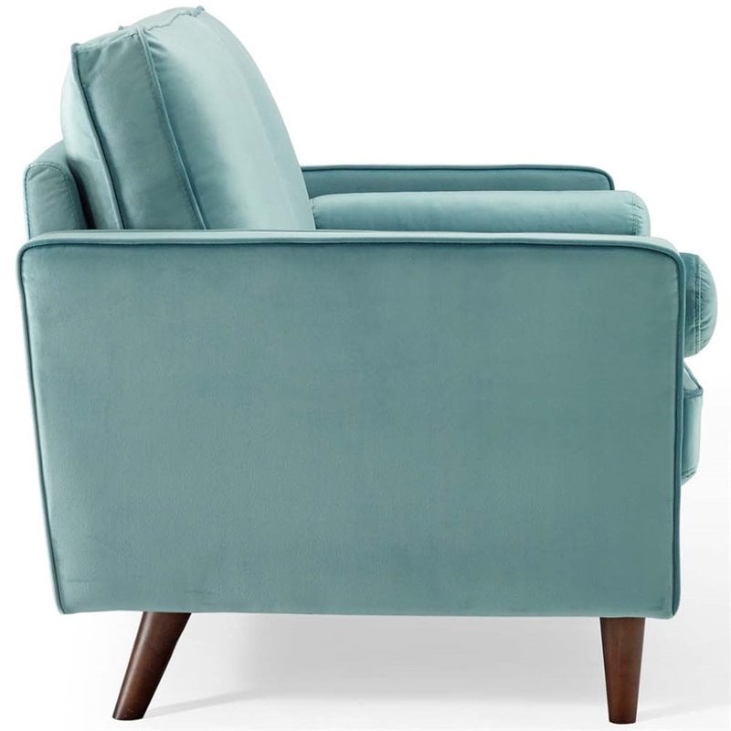 Modway Valour Modern Performance Velvet Loveseat in Mint Green/Walnut