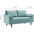 Modway Valour Modern Performance Velvet Loveseat in Mint Green/Walnut