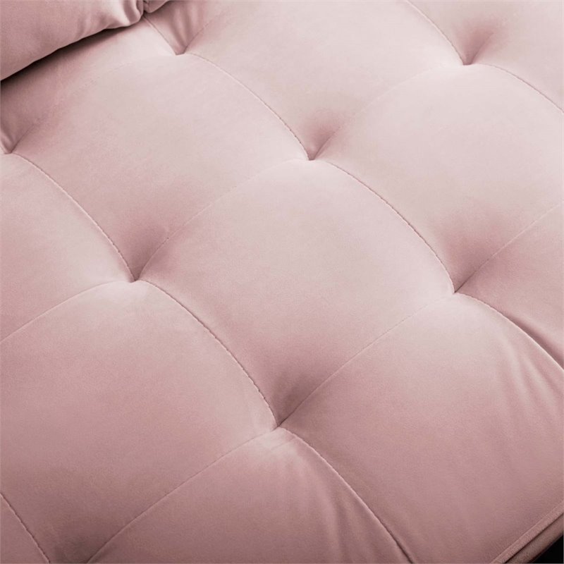 Modway Valour Modern Performance Velvet Loveseat in Pink/Walnut