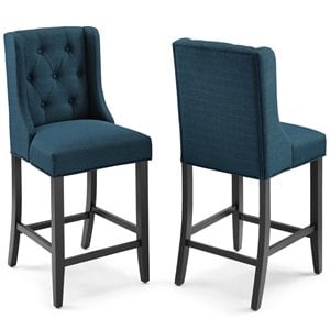 Modway Baronet 26.5&quot Fabric Upholstered Counter Stool in Azure (Set of 2)