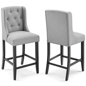 Modway Baronet 26.5&quot Fabric Upholstered Counter Stool in Light Gray (Set of 2)