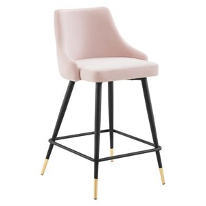 Modway Adorn 25.5&quot Modern Style Performance Velvet Counter Stool in Pink