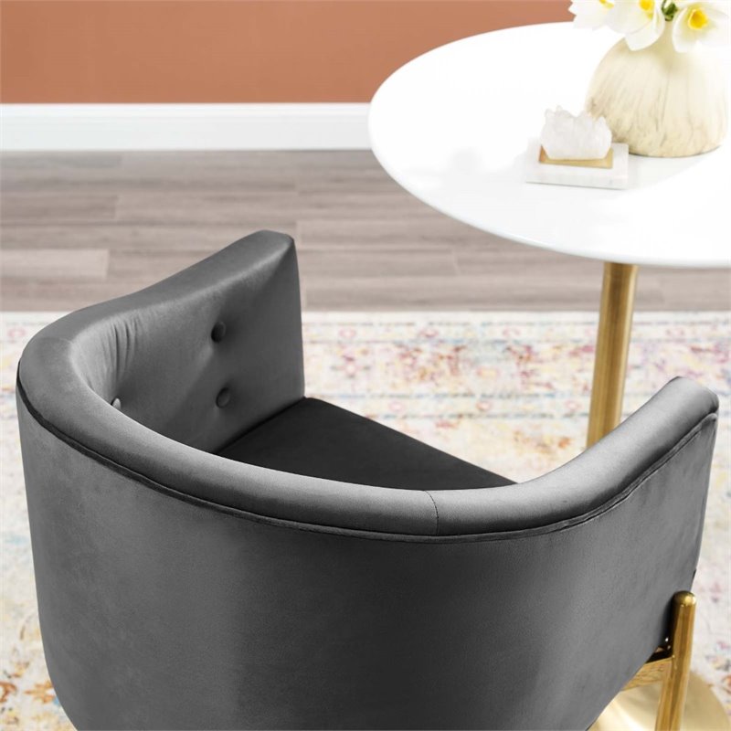 Modway Savour Tufted Performance Velvet Bar Stool in Charcoal