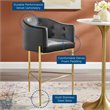 Modway Savour Tufted Performance Velvet Bar Stool in Charcoal