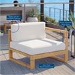 Modway Upland Modern Solid Teak Wood Outdoor Right-Arm Chair in Natural/White