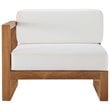 Modway Upland Modern Solid Teak Wood Outdoor Left-Arm Chair in Natural/White