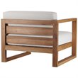 Modway Upland Modern Solid Teak Wood Outdoor Left-Arm Chair in Natural/White