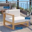 Modway Upland Modern Solid Teak Wood Outdoor Left-Arm Chair in Natural/White