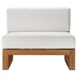 Modway Upland Modern Solid Teak Wood Outdoor Armless Chair in Natural/White