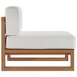 Modway Upland Modern Solid Teak Wood Outdoor Armless Chair in Natural/White