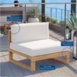 Modway Upland Modern Solid Teak Wood Outdoor Armless Chair in Natural/White