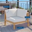 Modway Bayport Modern Solid Wood Outdoor Corner Chair in White & Natural