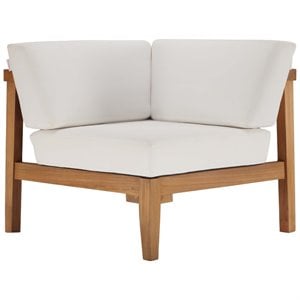 Modway Bayport Modern Solid Wood Outdoor Corner Chair in White & Natural
