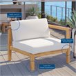 Modway Bayport Modern Solid Wood Outdoor Right-Arm Chair in White & Natural