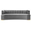 Modway Encompass Modern Channel Tufted Performance Velvet Sofa in Gray/Gold
