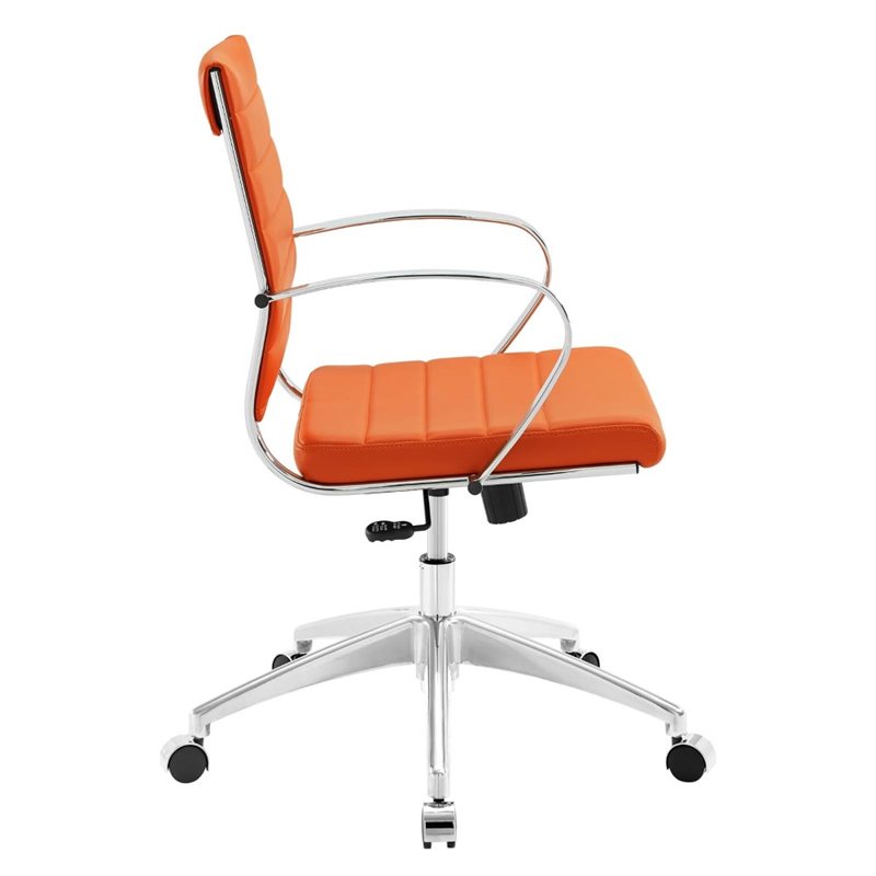 Modway Jive Mid Back Ribbed Faux, Orange Leather Office Chair