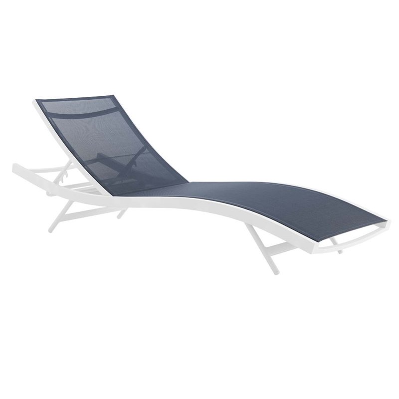 Modway Glimpse Modern Aluminum Patio Chaise Lounge Chair in Navy (Set of 2)