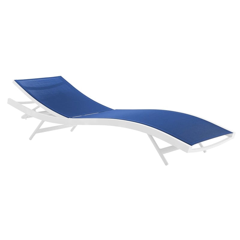 Modway Glimpse Modern Aluminum Patio Chaise Lounge Chair in Navy (Set of 2)