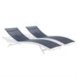 Modway Glimpse Modern Aluminum Patio Chaise Lounge Chair in Navy (Set of 2)