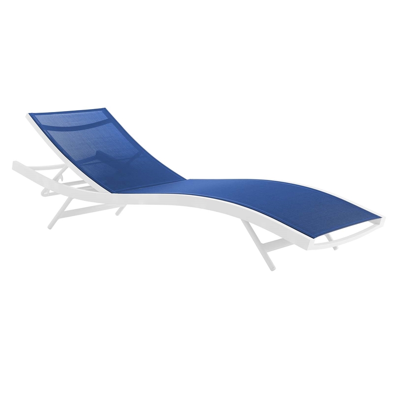 Modway Glimpse Modern Aluminum Patio Chaise Lounge Chair in Navy (Set of 4)