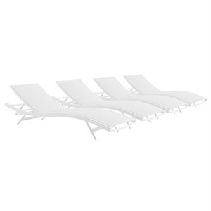 modway glimpse mesh aluminum patio chaise lounge in white