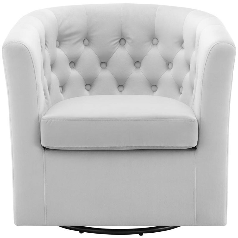 Modway Prospect Tufted Performance Velvet Swivel Armchair in Light Gray