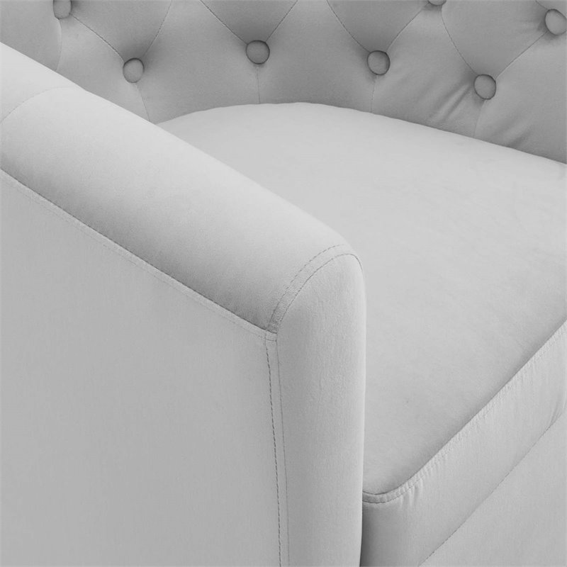 Modway Prospect Tufted Performance Velvet Swivel Armchair in Light Gray