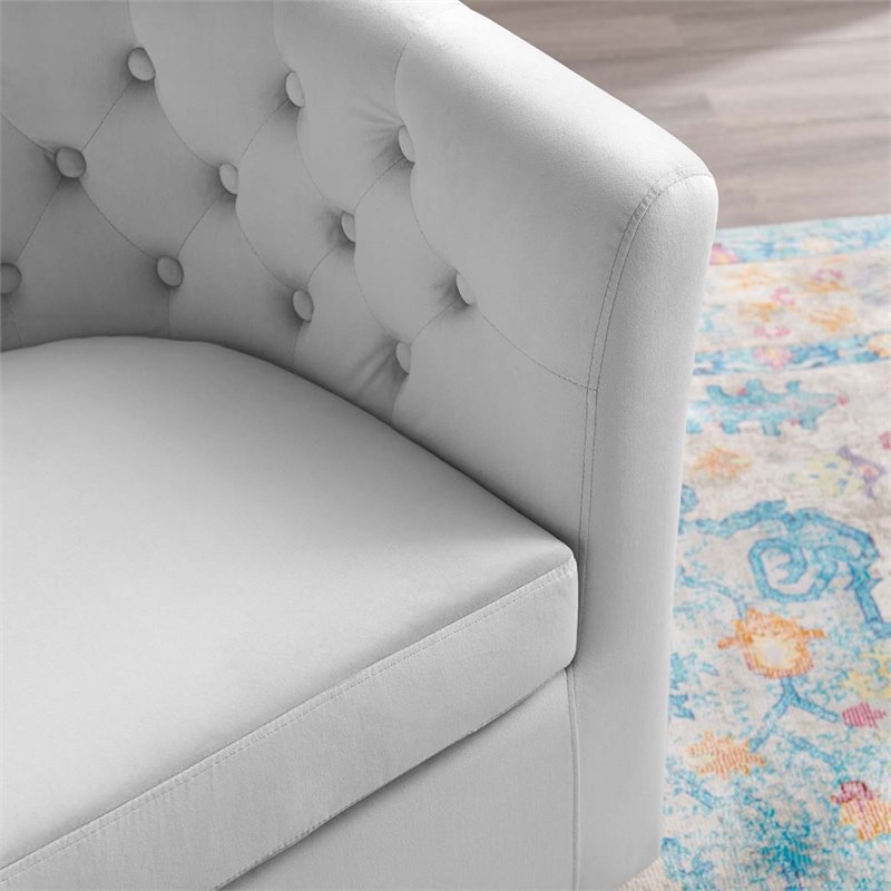 Modway Prospect Tufted Performance Velvet Swivel Armchair in Light Gray