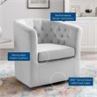 Modway Prospect Tufted Performance Velvet Swivel Armchair in Light Gray