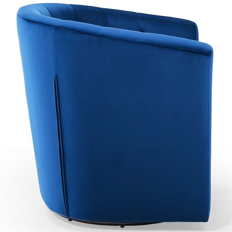Modway Prospect Tufted Performance Velvet/Wood Swivel Armchair in Navy