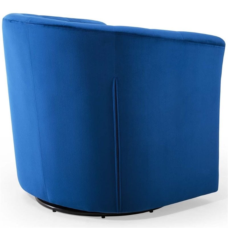 Modway Prospect Tufted Performance Velvet/Wood Swivel Armchair in Navy