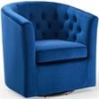Modway Prospect Tufted Performance Velvet/Wood Swivel Armchair in Navy
