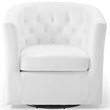 Modway Prospect Tufted Performance Velvet/Wood Swivel Armchair in White