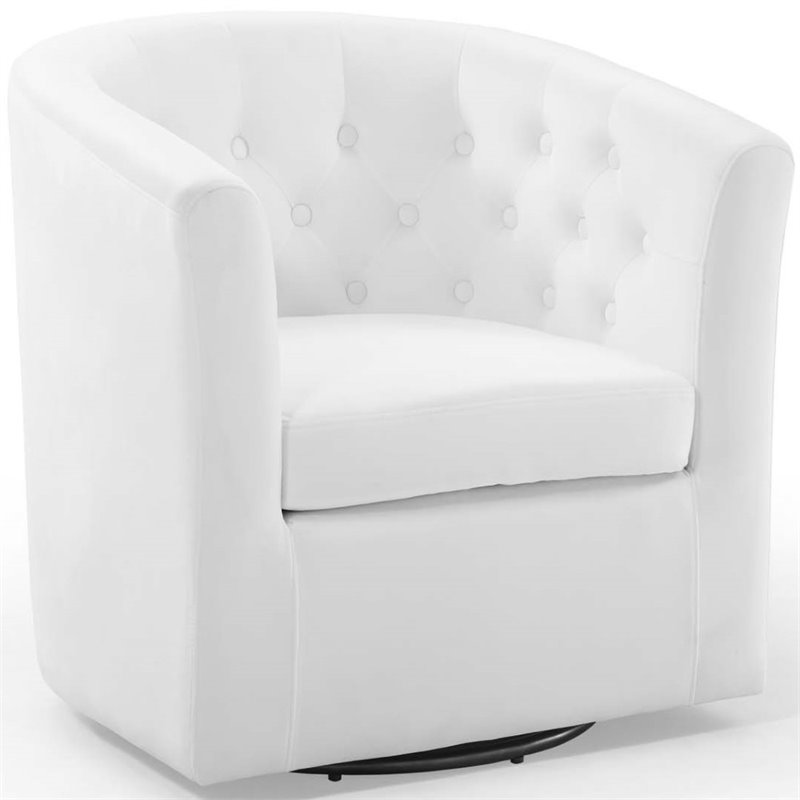 Modway Prospect Tufted Performance Velvet/Wood Swivel Armchair in White