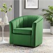 Modway Prospect Modern Performance Velvet Swivel Armchair in Emerald Green