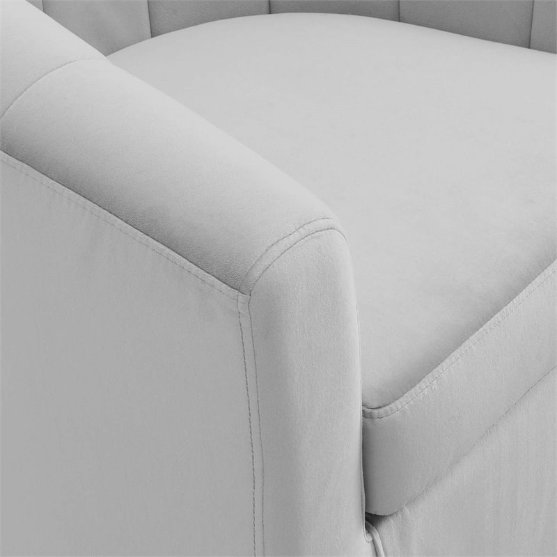 Modway Prospect Modern Performance Velvet Swivel Armchair in Gray