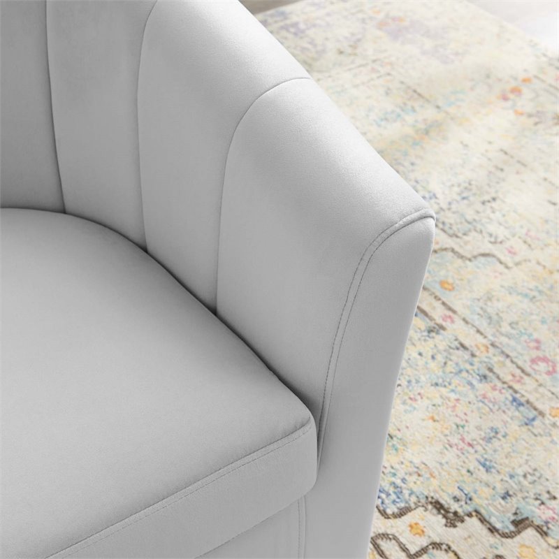 Modway Prospect Modern Performance Velvet Swivel Armchair in Gray